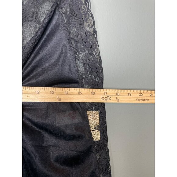 VTG Deadstock Younkers Made in California Black Lace Trim Satin Cami Lingerie - Picture 7 of 9